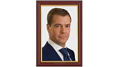 Портрет Медведева Д. А. 25х35 см, рама под красное дерево