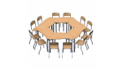 Комбинация столов для групповых занятий 2365х2365х580/820 мм