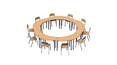 Комбинация столов для групповых занятий 3510х3510х580/820 мм